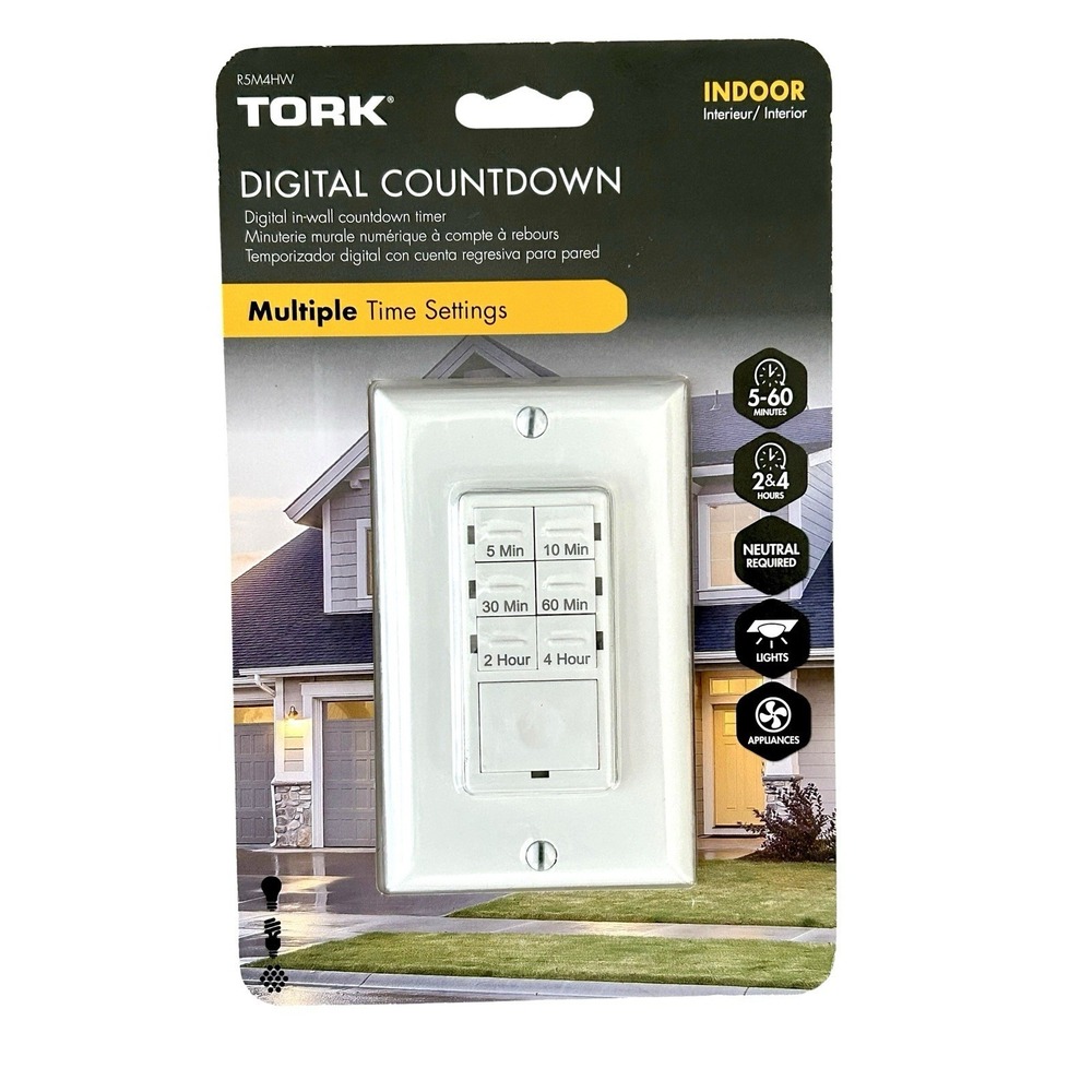 TORK‎ R5M4HW Indoor in-Wall Countdown Digital Lighting and Appliance Timer NEW